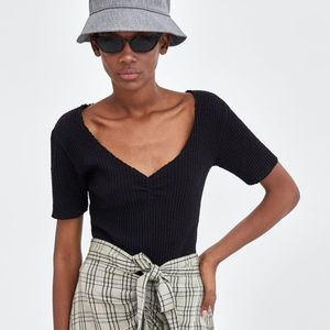 Zara black ribbed top tee